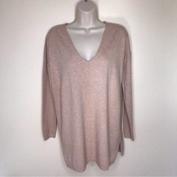 NWT Cozy Co by Cozy Casual V Neck Long Sleeve Sweater Heather Tan Small Medium - Picture 14 of 14